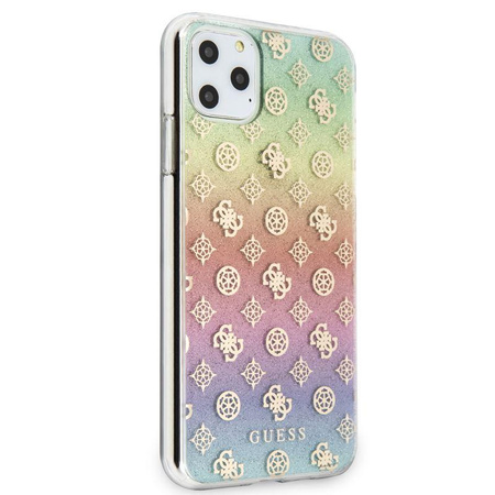 Guess 4G Pfingstrose Galvanisiertes Muster - iPhone 11 Pro Max Hülle (Regenbogen)