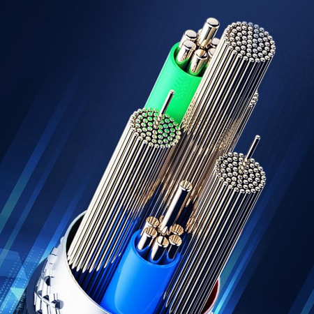 WEKOME WDC-170 Raython Serie - 3-in-1 USB-A auf USB-C + Lightning + Micro USB 1,2m Schnellladeanschlusskabel (Silber)