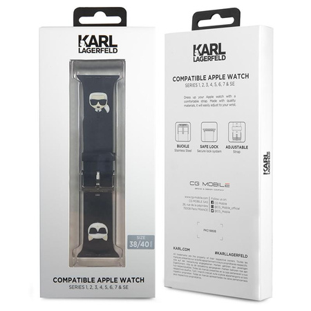 Karl Lagerfeld Silikon Karl & Choupette Heads - Armband für Apple Watch 38/40/41 mm (schwarz)