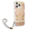 Guess Flower Cord - Etui ze smyczką iPhone 13 Pro Max (Gold)