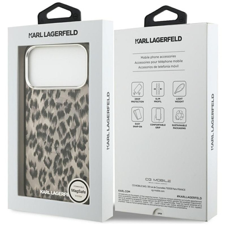 Karl Lagerfeld IML Leopard Pattern MagSafe - Pouzdro pro iPhone 17 Pro Max (hnědé)