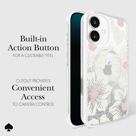 Kate Spade New York Liquid Glitter MagSafe - Hülle für iPhone 16 (Hollyhock Floral)