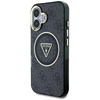 Guess IML Metal Glitter 4G Circle Triangle MagSafe - pouzdro pro iPhone 16 (černé)