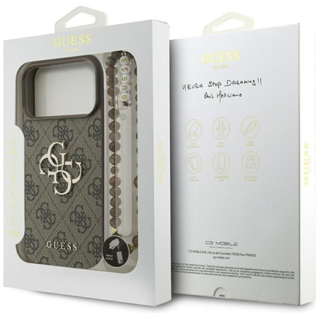 ETUI DO IPHONE 17 PRO MAX GUESS BRĄZOWE ORYGINALNE ZE SMYCZĄ ELEGANCKIE