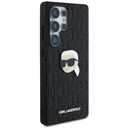 Karl Lagerfeld Kožené pouzdro s monogramem a logem Karl Head - Samsung Galaxy S25 Ultra (černé)