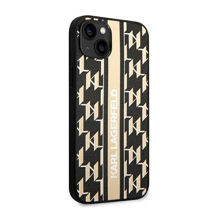 Karl Lagerfeld Monogram Stripe - pouzdro pro iPhone 14 Plus (hnědé)