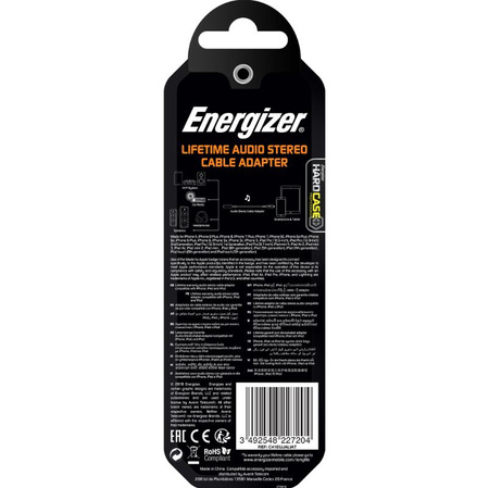 Energizer HardCase - Adaptateur audio Lightning vers jack 3,5 mm certifié MFi 11 cm EU (Blanc)