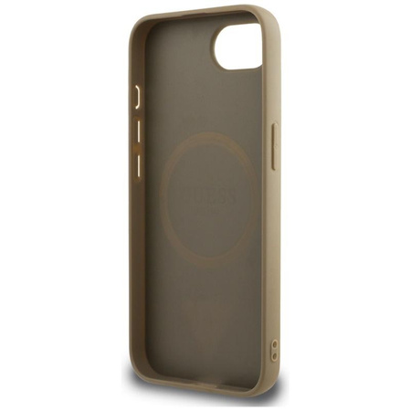Guess Grained Triangle MagSafe - Tasche für iPhone 16e (braun)