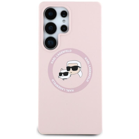 Karl Lagerfeld Silikon Doppelköpfe und Kreis MagSafe - Samsung Galaxy S25 Ultra Case (rosa)