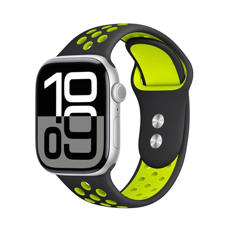 Crong Duo Sport - Řemínek pro Apple Watch 38/40/41/42 mm (černý/limetkový)
