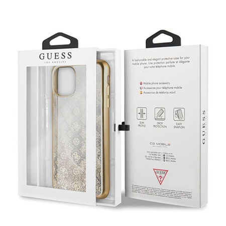 Guess 4G Peony Liquid Glitter - Coque iPhone 11 Pro Max (Or)