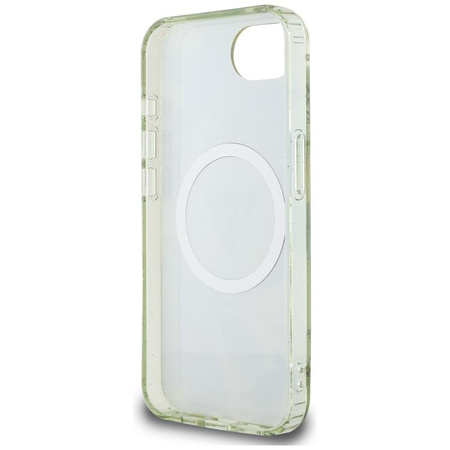 Guess IML Metall Glitter Blumen Dreieck MagSafe - Tasche für iPhone 16e (grün)