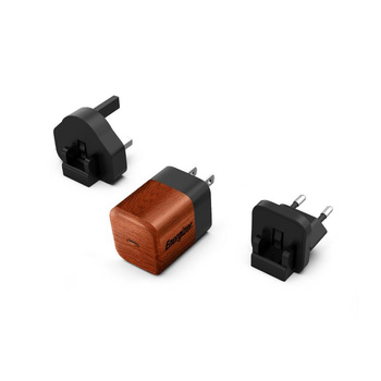 Energizer Ultimate - Multiplug EU / UK / US GaN USB-C 20W PD travel charger (Walnut burl)