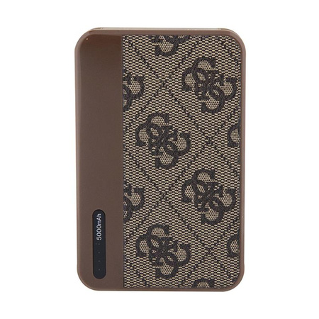 Guess 4G bőr fém logós - Power Bank 5000 mAh 15W (barna)