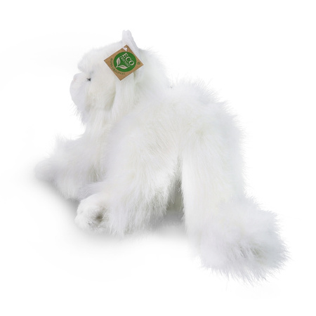Rappa - Peluche realistico mascotte gatto persiano bianco sdraiato 30 cm Eco-Friendly