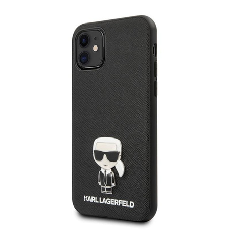Karl Lagerfeld Saffiano with Pin Ikonik - pouzdro pro iPhone 12 mini (černé)
