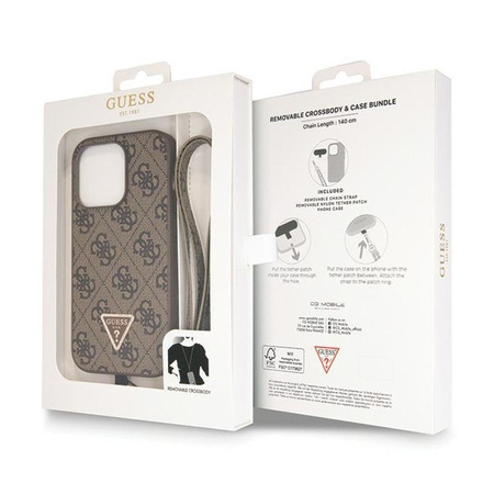Guess Crossbody 4G fém logó - iPhone 14 Pro tok (barna)