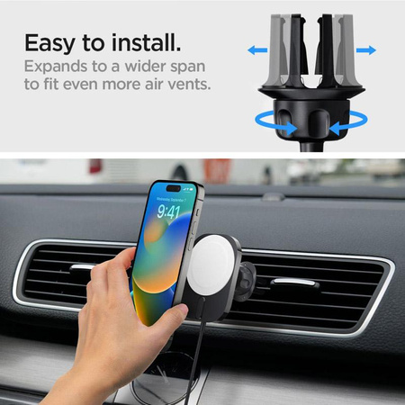 Spigen ITM12W OneTap Pro 3 - Magnetic car mount with 15W MagSafe wireless charging (Black)