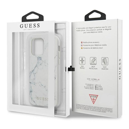 Guess Marble - iPhone 13 Pro Tasche (weiß)