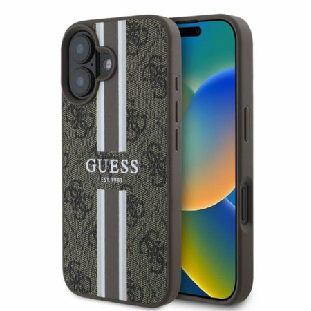 Guess 4G Printed Stripes MagSafe - iPhone 16 Case (brown)