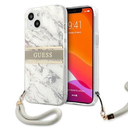 Guess Marble Strap - pouzdro pro iPhone 13 Mini (šedé)
