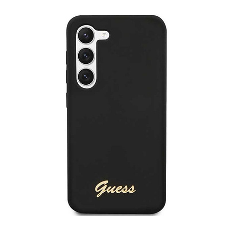 Guess Silicone Script Metal Logo - Case for Samsung Galaxy S23+ (Black)