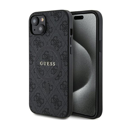 Guess 4G Collection Leather Metal Logo MagSafe - iPhone 15 Plus / 14 Plus Case (black)