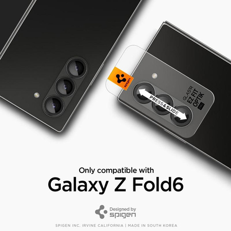 Spigen Optik.TR EZ Fit Kameraobjektivschutz 2er-Pack - Objektivschutzglas für Samsung Galaxy Z Fold 6 (2 Stück) (Schwarz)