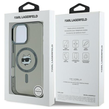 Karl Lagerfeld IML Metal Choupette Head MagSafe - pouzdro pro iPhone 16 Pro (černé)