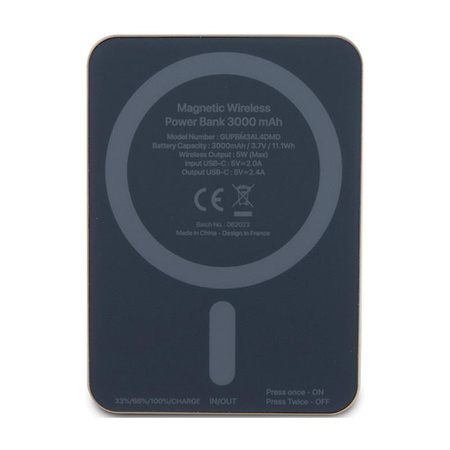 Guess Metal Script Logo MagSafe - Power Bank induktiv 3000 mAh 5W MagSafe (gold)