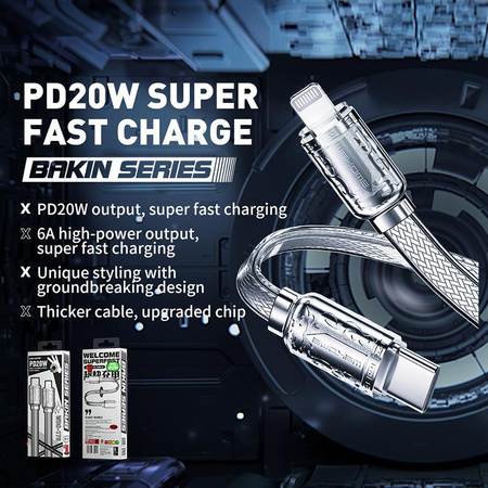 WEKOME WDC-178 Bakin Series - Câble de connexion PD USB-C vers Lightning à charge rapide 20W 1 m (Argent)