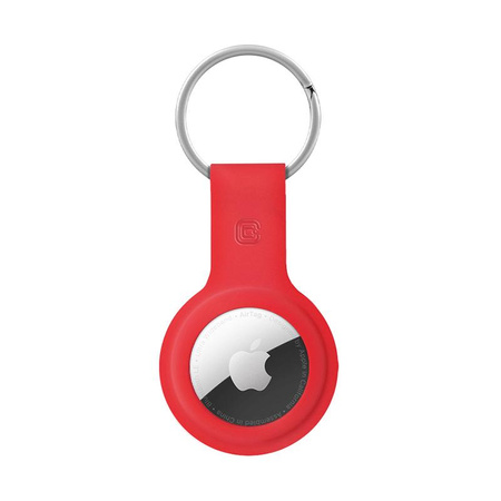 Crong Silicone Case with Key Ring - Schutzhülle für Apple AirTag 1 / 2 Schlüsselanhänger (Rot)