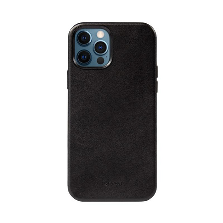 Crong Essential Cover - kožené pouzdro pro iPhone 12 Pro Max (černé)