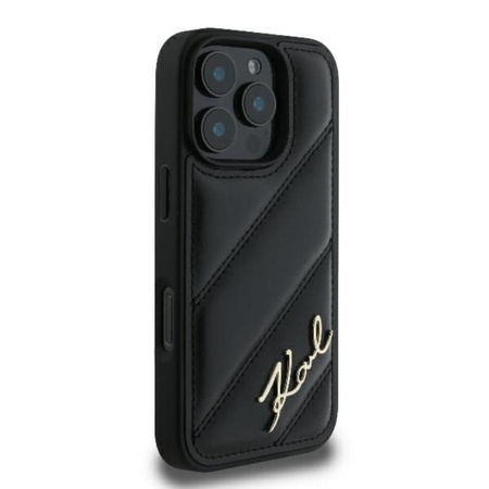 Karl Lagerfeld Quilted Signature - pouzdro pro iPhone 16 Pro (černé)