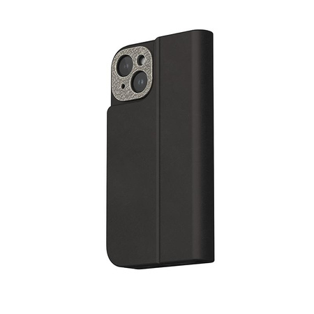 Moshi Overture MagSafe - kožené pouzdro 3 v 1 s flipovým krytem pro iPhone 15 (Midnight Black)