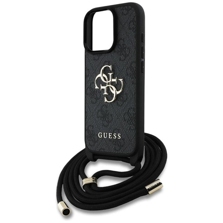 Guess 4G Big Logo Cord Strap Crossbody - Case for iPhone 16 Pro (black)