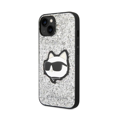 Karl Lagerfeld NFT Glitter Choupette Patch - pouzdro pro iPhone 14 (stříbrné)