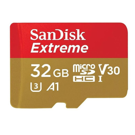 SanDisk Extreme microSDHC - carte mémoire 32 Go A1 V30 UHS-I U3 100/60 Mo/s avec adaptateur