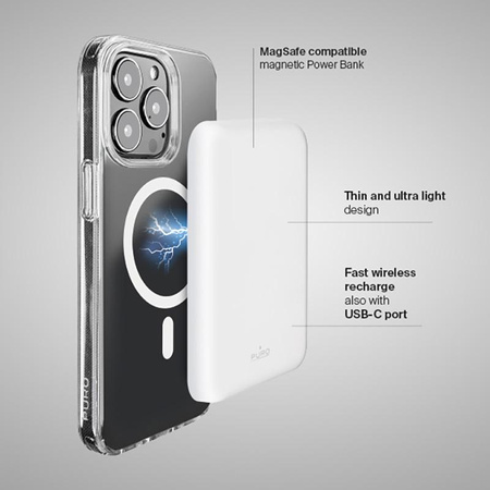 PURO Slim PowerMag Power Bank - 4000 mAh MagSafe induction power bank (blanc)