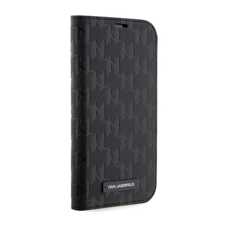 Karl Lagerfeld Booktype Saffiano Monogramm - iPhone 14 Pro Tasche (Schwarz)