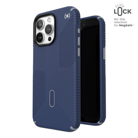 Speck Presidio2 Grip ClickLock & MagSafe - Etui iPhone 15 Pro Max (Coastal Blue/Dust Grey)