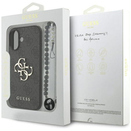 ETUI DO IPHONE 17 GUESS CZARNE ORYGINALNE ZE SMYCZĄ ELEGANCKIE MODNE CASE