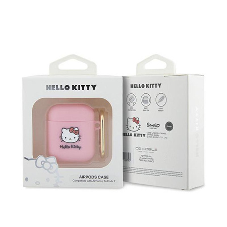 Hello Kitty Silicone 3D Kitty Head - pouzdro pro AirPods 1/2 gen (růžové)
