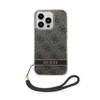 Guess 4G Print Cord - Etui ze smyczką iPhone 14 Pro (czarny)