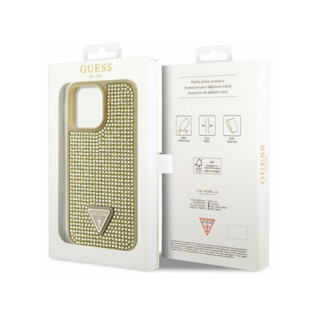 Guess Rhinestone Triangle - iPhone 14 Pro Max Case (Gold)