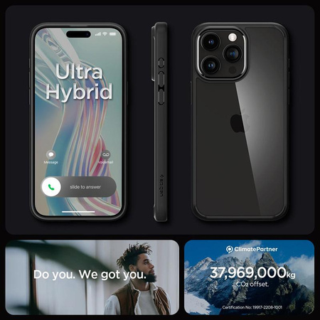 Spigen Ultra Hybrid - Coque pour iPhone 15 Pro Max (Noir mat)