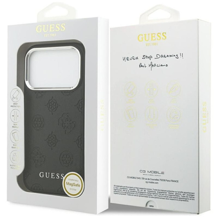 ETUI DO IPHONE 17 PRO do MAGSAFE GUESS ORYGINALNE CZARNE SKÓRZANE MODNE