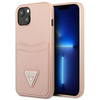 Guess Saffiano Double Card Triangle - Schutzhülle für iPhone 13 mini (Rosa)