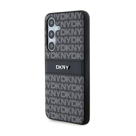 DKNY Leather Mono Stripe & Metal Logo - Samsung Galaxy S24 Tasche (schwarz)
