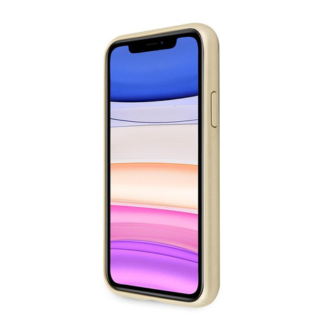 Guess Saffiano 4G Circle Logo - Coque iPhone 11 (Or)